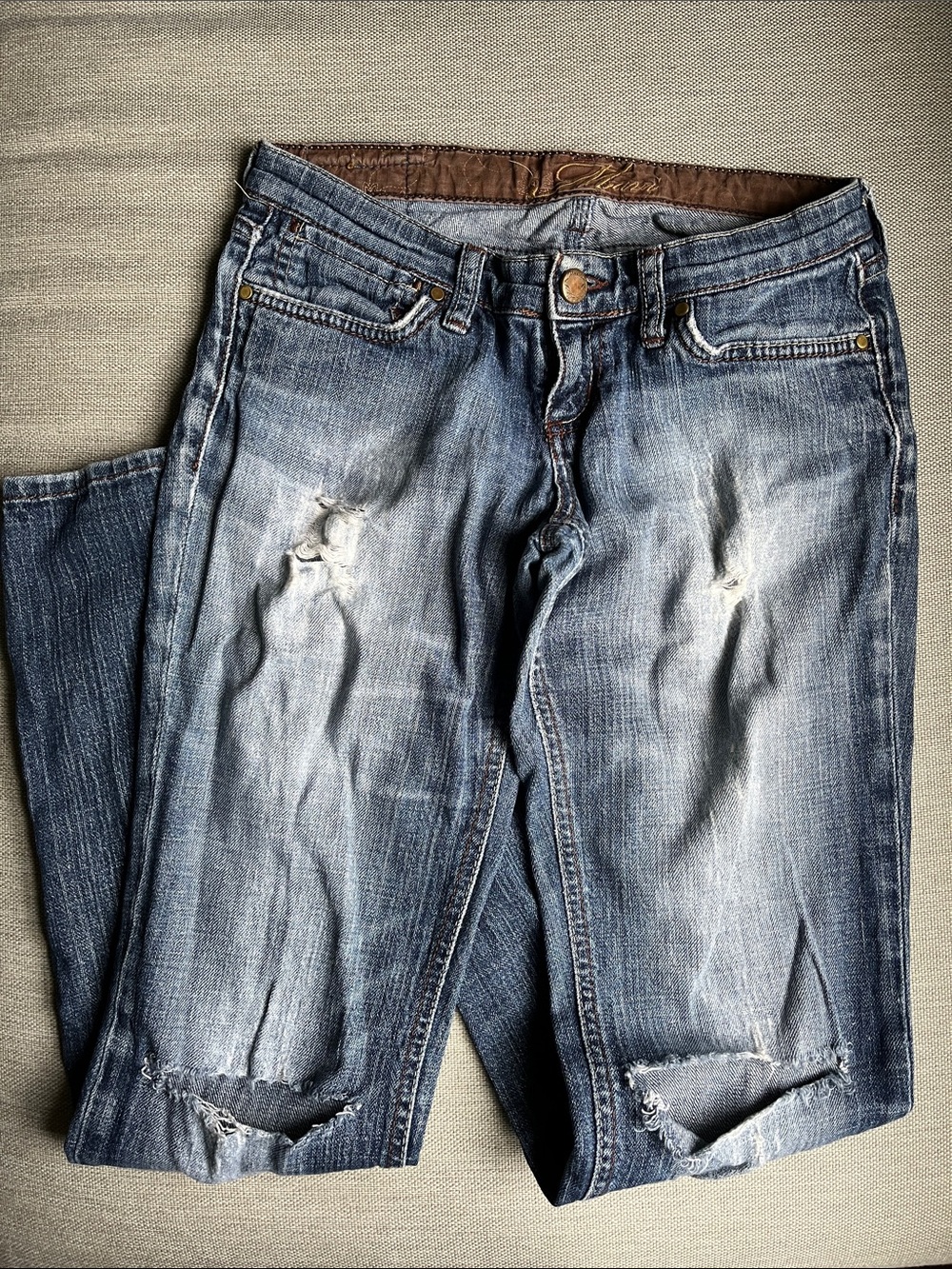 Mavi Distressed Jeans in Light Blue Wash